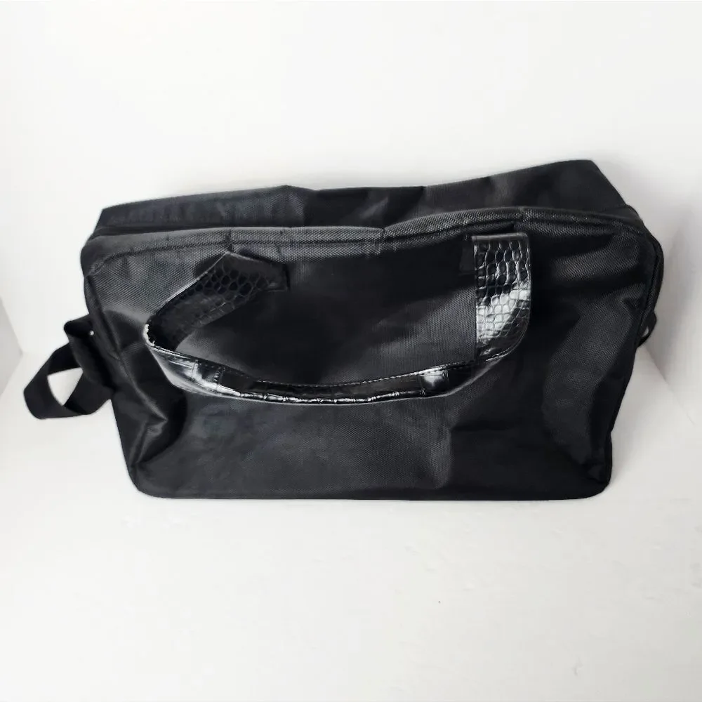 Jimmy Choo Parfums Duffle Bag Crocodile Embossed Handles Black 17x11x7.5 Unisex